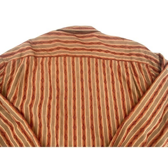Tommy Bahama 100% Silk Shirt Burnt Orange / Tan Stripes Long Sleeves Men’s XXL - Picture 10 of 13
